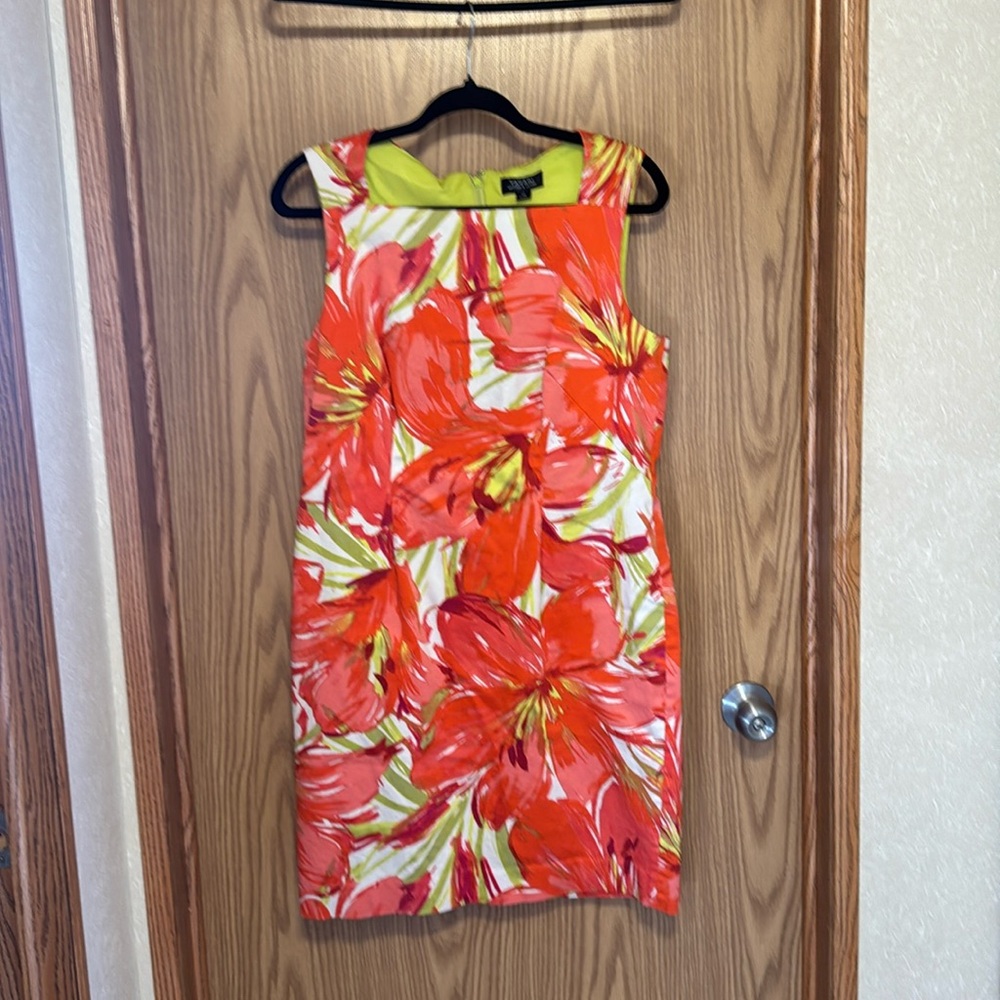 Tahari Orange Sleeveless Mini Sundress